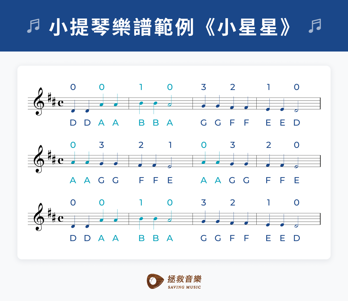 小提琴樂譜範例-《小星星》